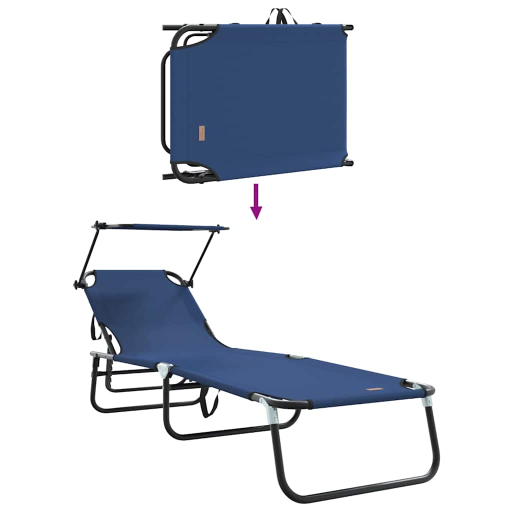 vidaXL Folding Sun Lounger Folding Blue 190 x 57 x 81 cm Oxford