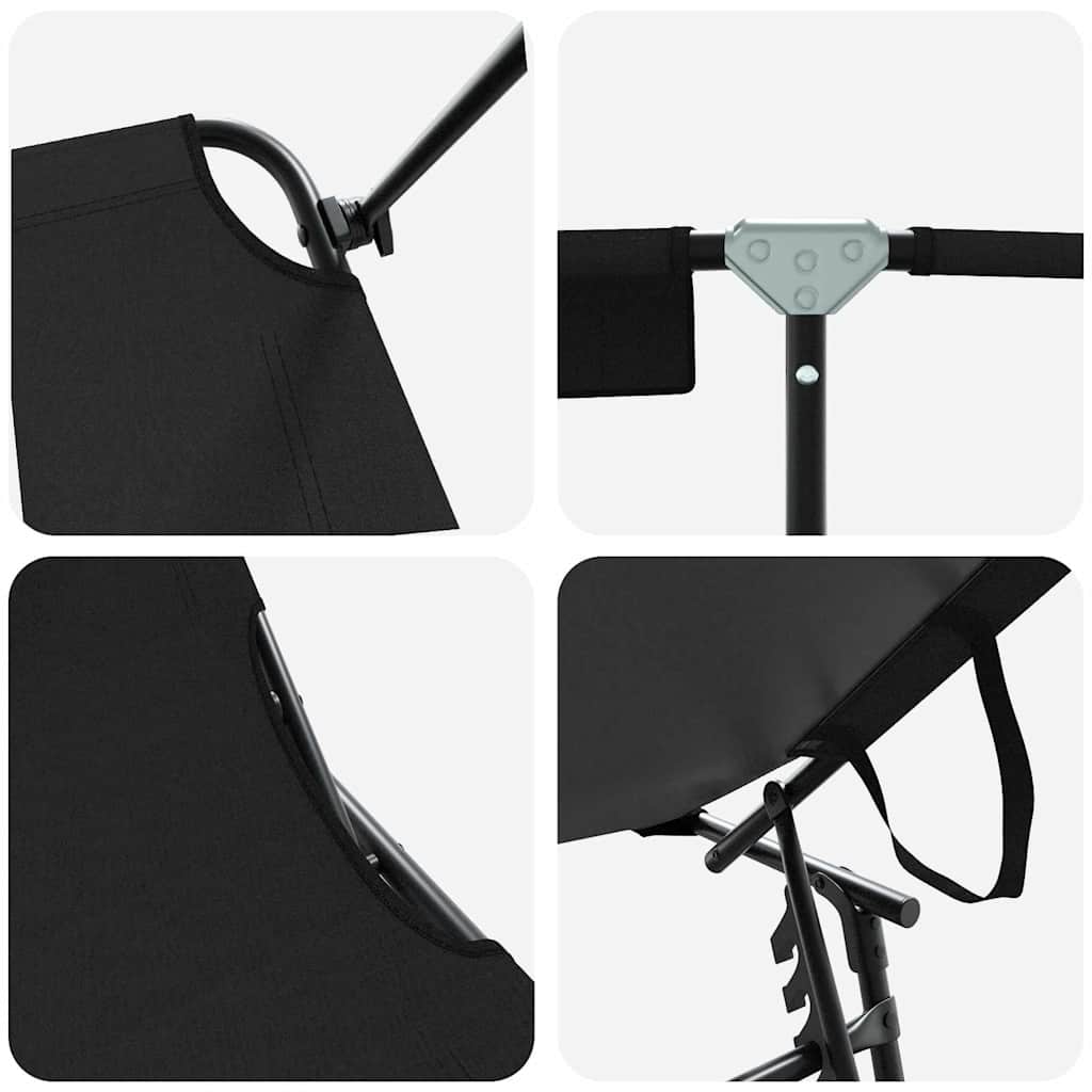vidaXL Folding Sun Lounger Folding Black 190 x 57 x 81 cm Oxford