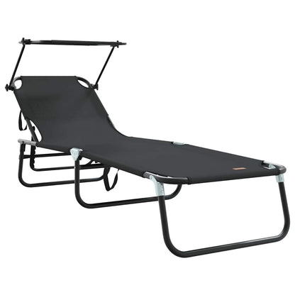 vidaXL Folding Sun Lounger Folding Black 190 x 57 x 81 cm Oxford