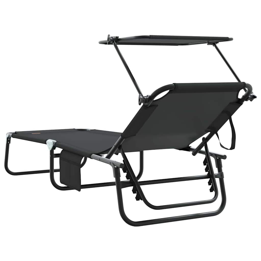 vidaXL Folding Sun Lounger Folding Black 190 x 57 x 81 cm Oxford