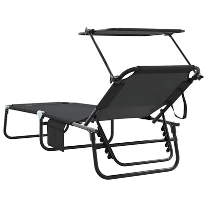 vidaXL Folding Sun Lounger Folding Black 190 x 57 x 81 cm Oxford