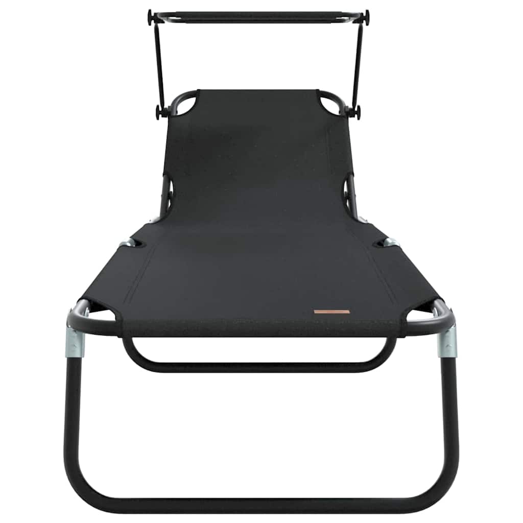 vidaXL Folding Sun Lounger Folding Black 190 x 57 x 81 cm Oxford