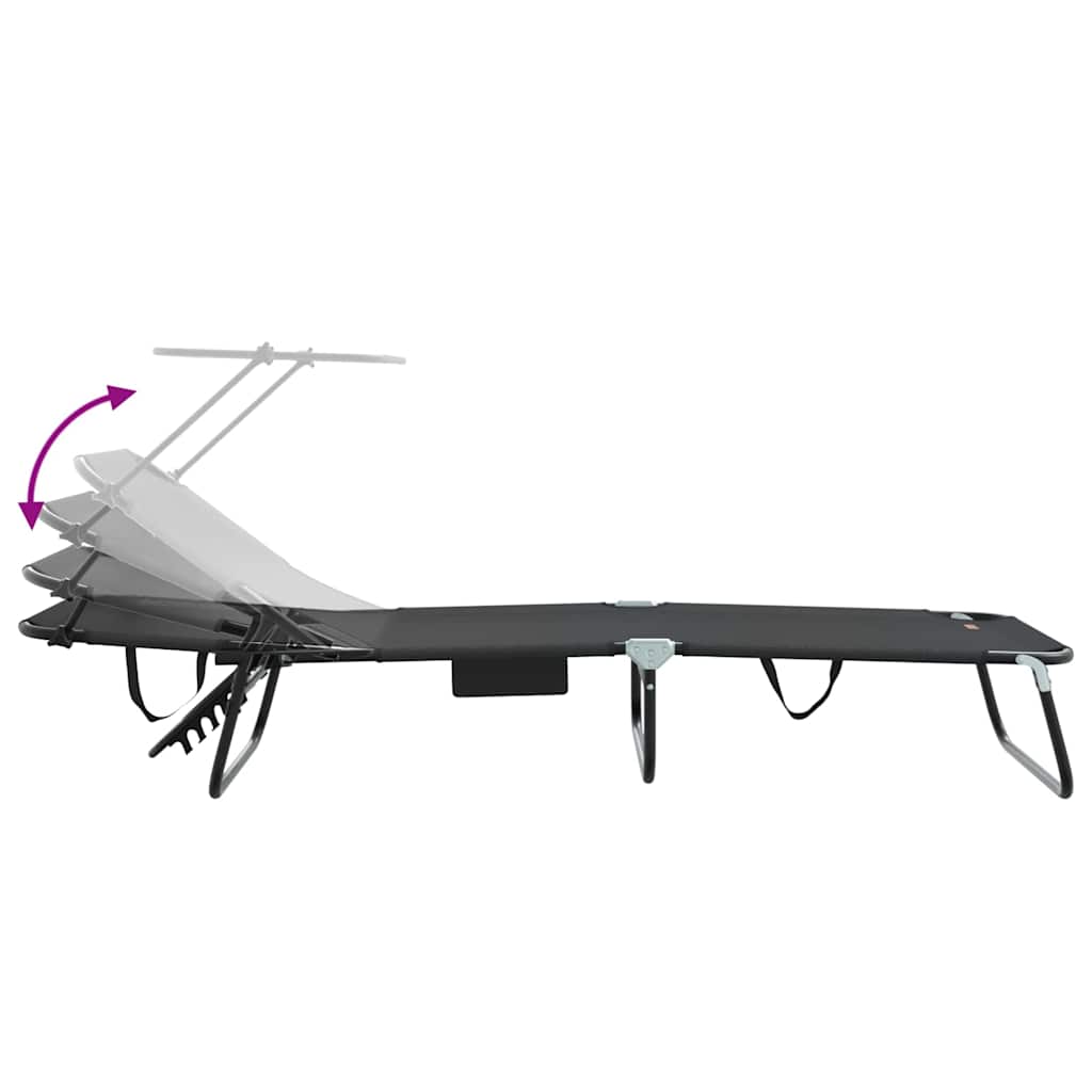 vidaXL Folding Sun Lounger Folding Black 190 x 57 x 81 cm Oxford
