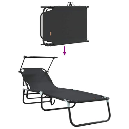 vidaXL Folding Sun Lounger Folding Black 190 x 57 x 81 cm Oxford