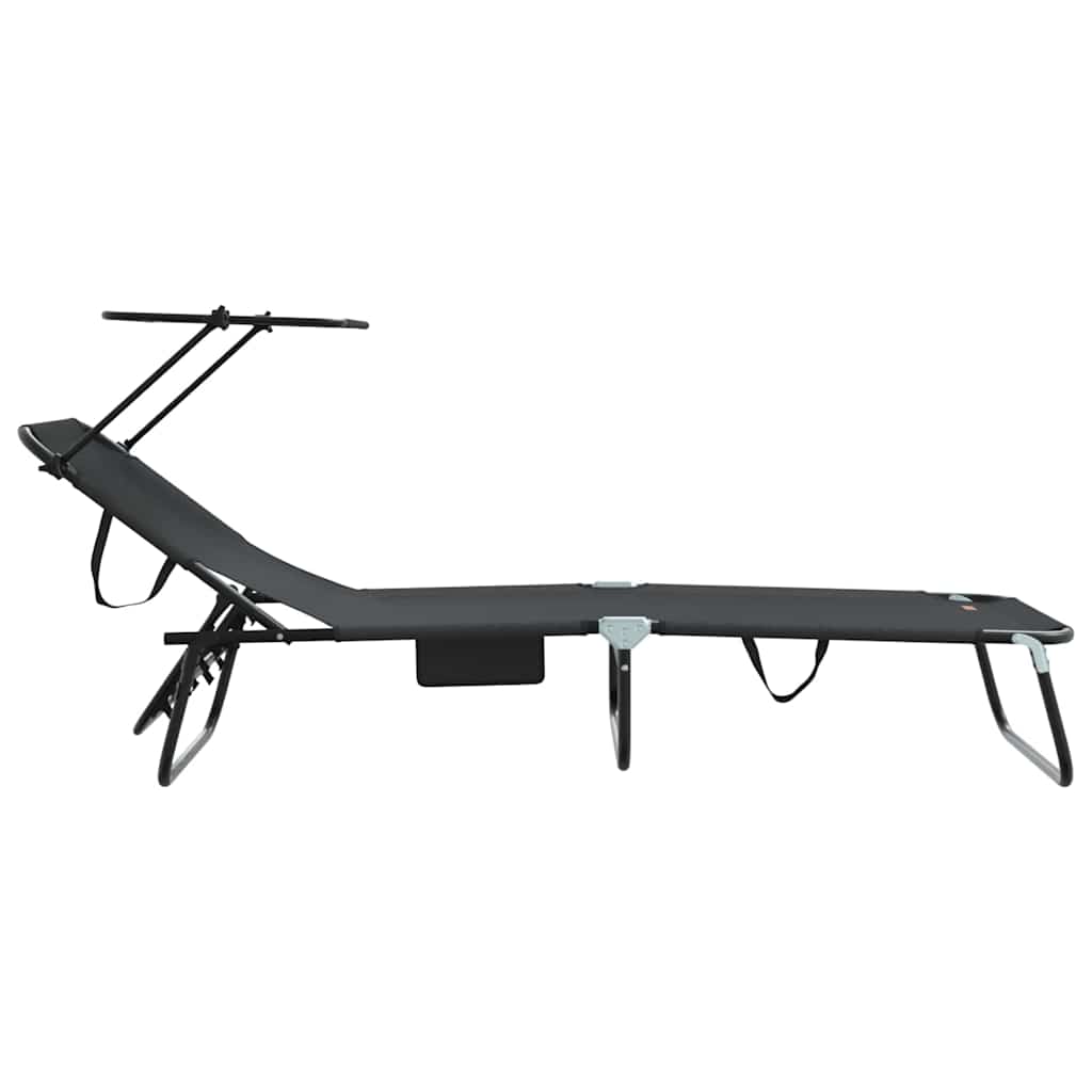 vidaXL Folding Sun Lounger Folding Black 190 x 57 x 81 cm Oxford