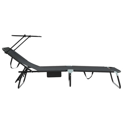 vidaXL Folding Sun Lounger Folding Black 190 x 57 x 81 cm Oxford