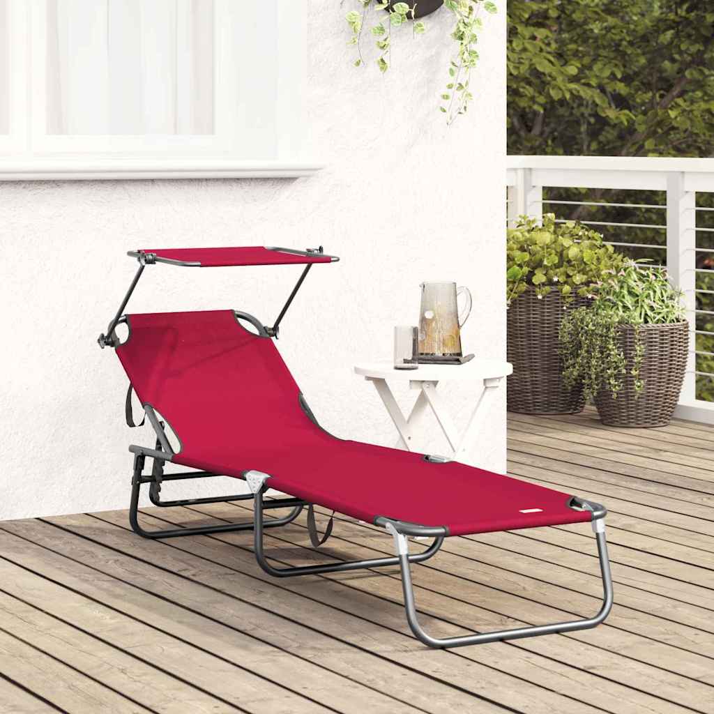 vidaXL Folding Sun Lounger Folding Red 190 x 57 x 81 cm Oxford