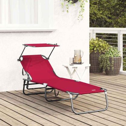 vidaXL Folding Sun Lounger Folding Red 190 x 57 x 81 cm Oxford