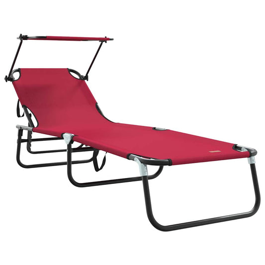 vidaXL Folding Sun Lounger Folding Red 190 x 57 x 81 cm Oxford