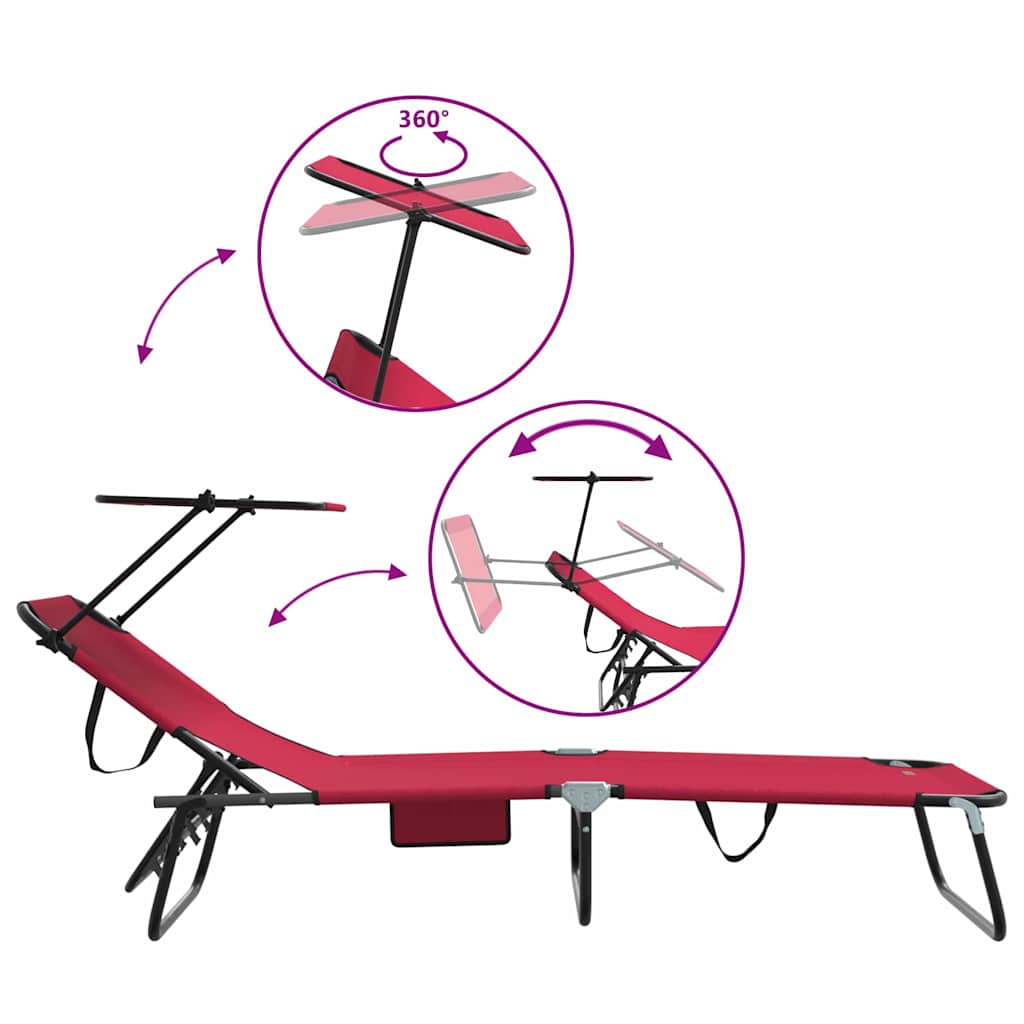vidaXL Folding Sun Lounger Folding Red 190 x 57 x 81 cm Oxford