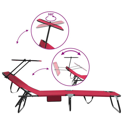 vidaXL Folding Sun Lounger Folding Red 190 x 57 x 81 cm Oxford