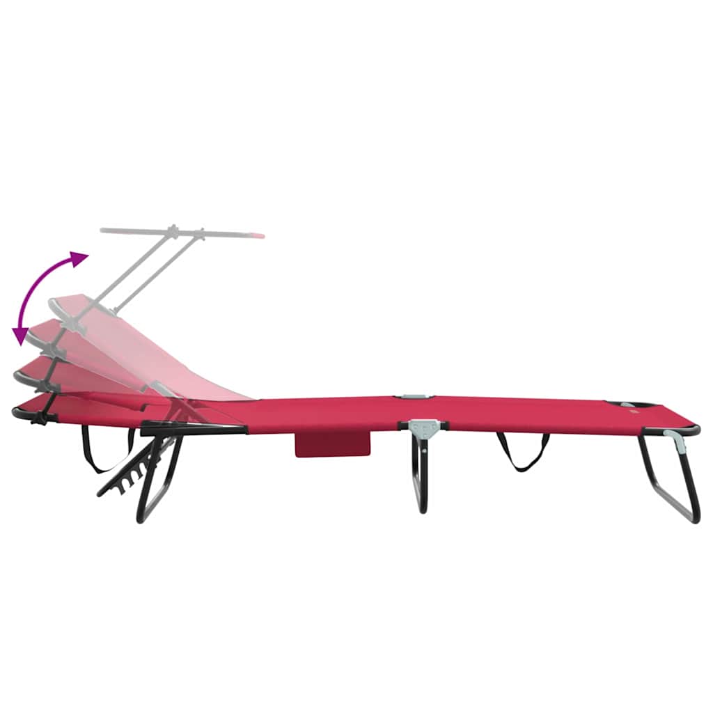 vidaXL Folding Sun Lounger Folding Red 190 x 57 x 81 cm Oxford