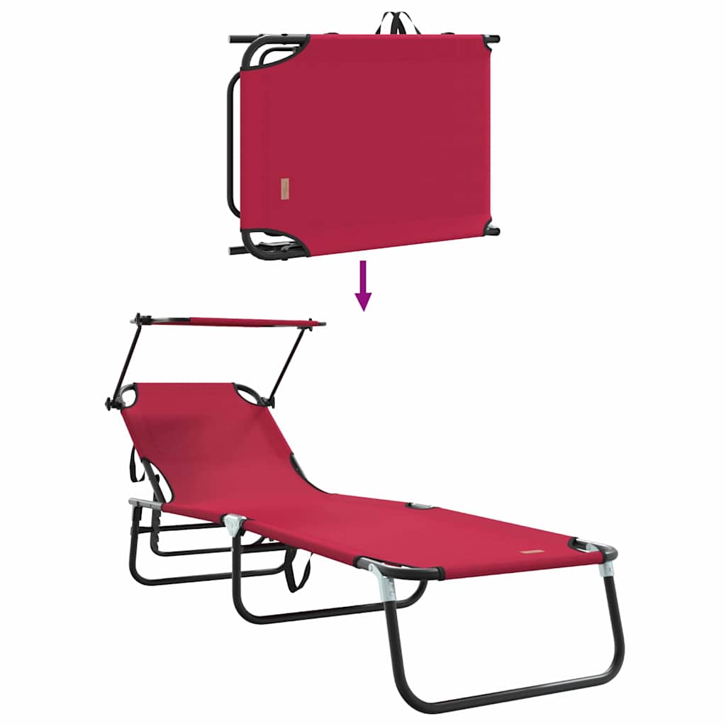vidaXL Folding Sun Lounger Folding Red 190 x 57 x 81 cm Oxford