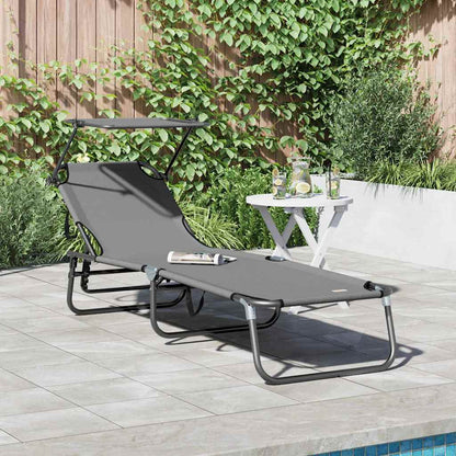 vidaXL Folding Sun Lounger Folding Grey 190 x 57 x 81 cm Oxford