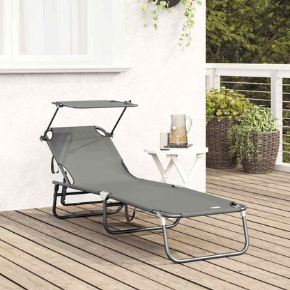 vidaXL Folding Sun Lounger Folding Grey 190 x 57 x 81 cm Oxford