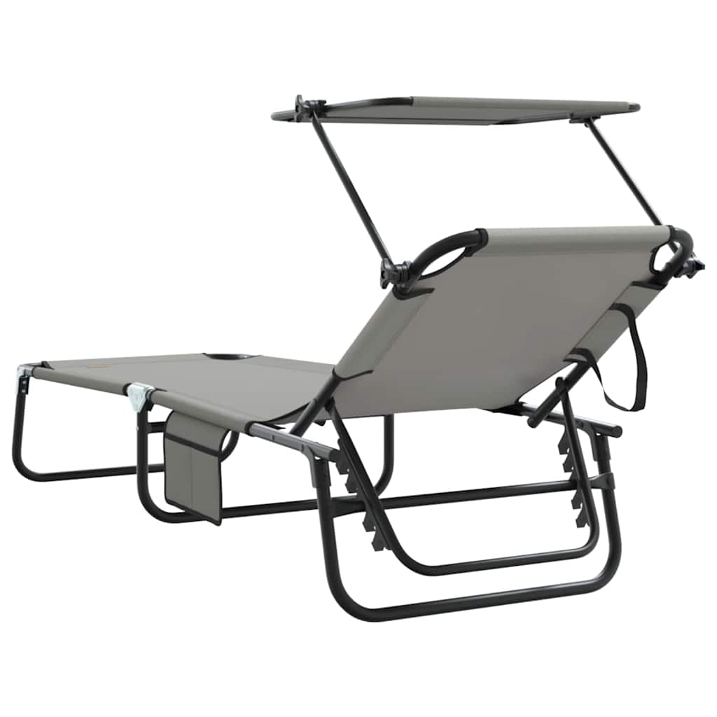 vidaXL Folding Sun Lounger Folding Grey 190 x 57 x 81 cm Oxford
