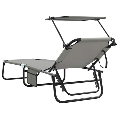 vidaXL Folding Sun Lounger Folding Grey 190 x 57 x 81 cm Oxford