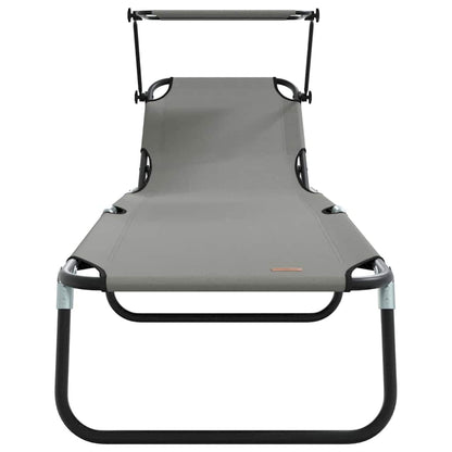 vidaXL Folding Sun Lounger Folding Grey 190 x 57 x 81 cm Oxford