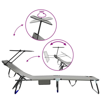 vidaXL Folding Sun Lounger Folding Grey 190 x 57 x 81 cm Oxford