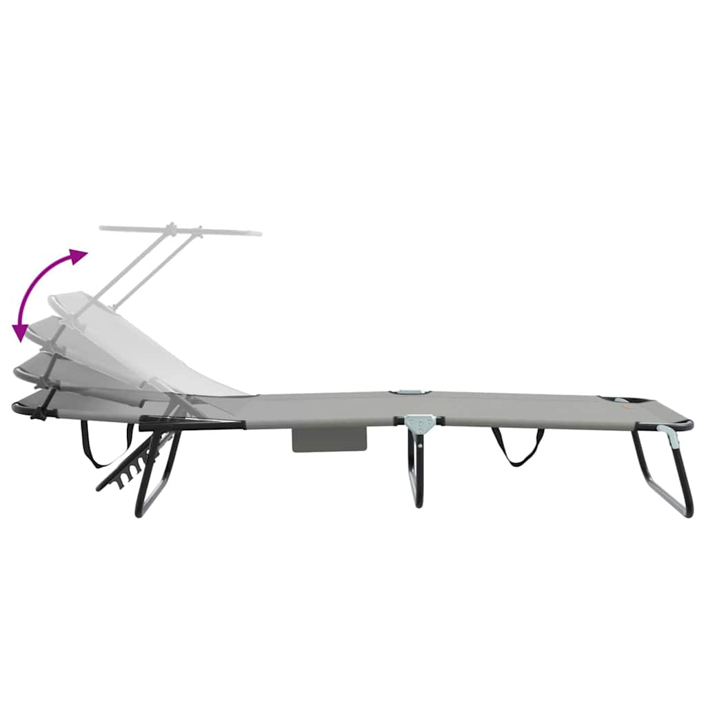 vidaXL Folding Sun Lounger Folding Grey 190 x 57 x 81 cm Oxford