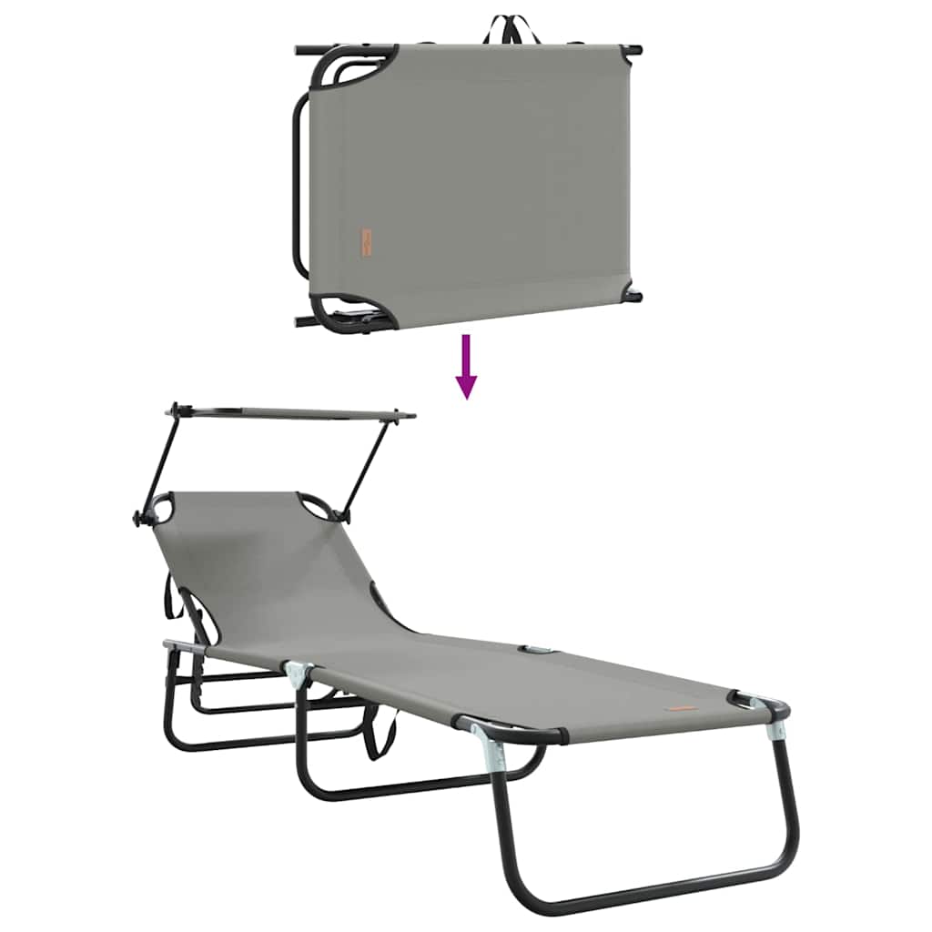 vidaXL Folding Sun Lounger Folding Grey 190 x 57 x 81 cm Oxford