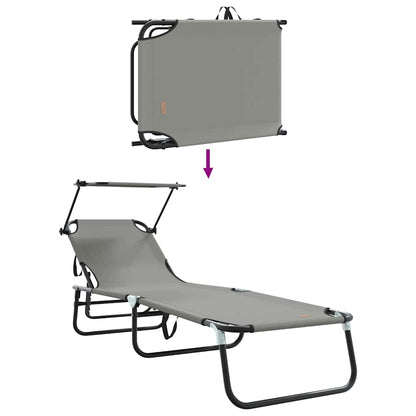 vidaXL Folding Sun Lounger Folding Grey 190 x 57 x 81 cm Oxford