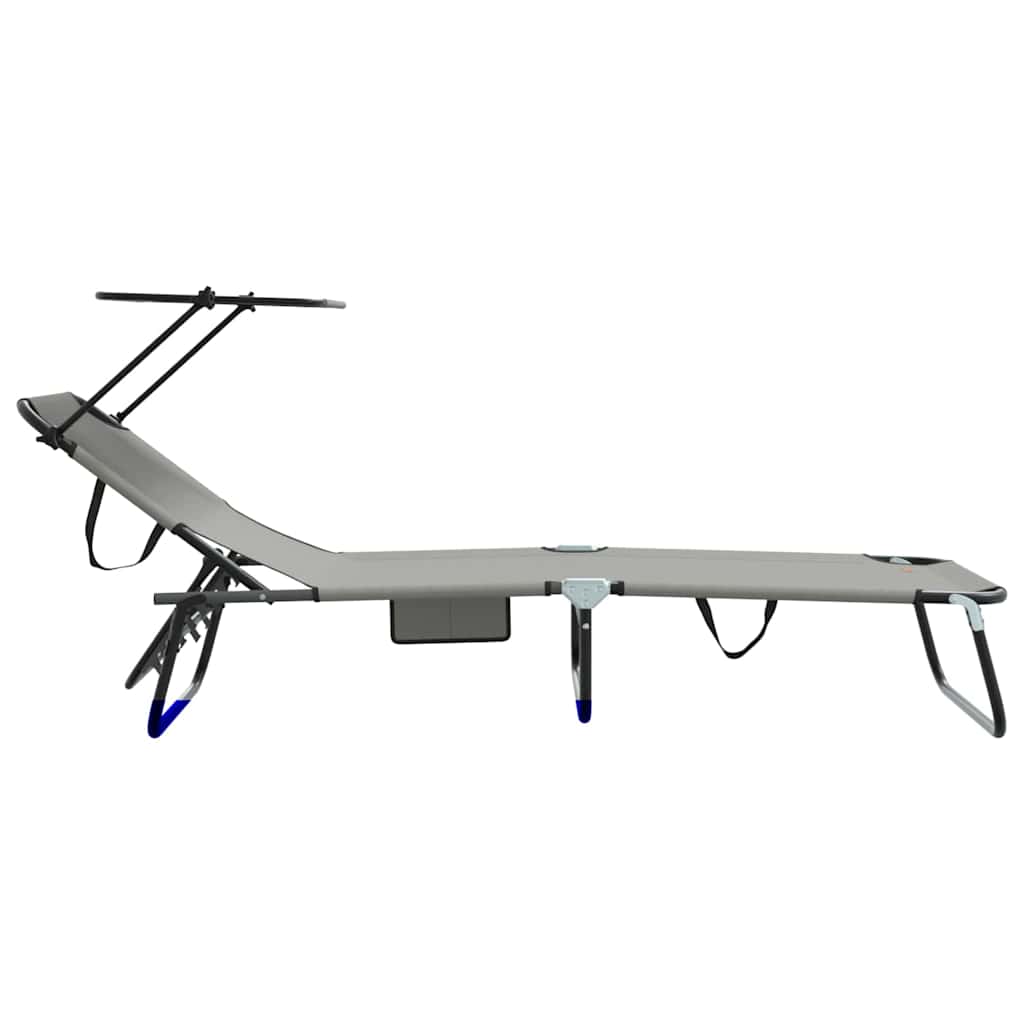 vidaXL Folding Sun Lounger Folding Grey 190 x 57 x 81 cm Oxford