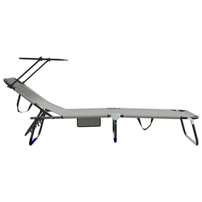 vidaXL Folding Sun Lounger Folding Grey 190 x 57 x 81 cm Oxford