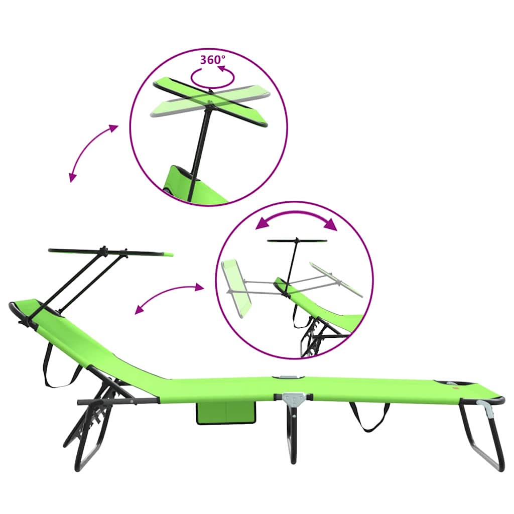 vidaXL Folding Sun Lounger Folding 2 pcs Green 190 x 57 x 81 cm Oxford