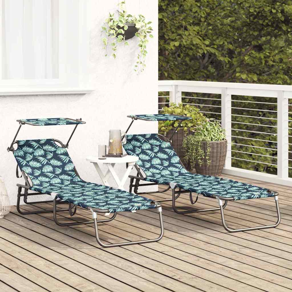 vidaXL Folding Sun Lounger 2 pcs Multicolour 190 x 57 x 81 cm Oxford