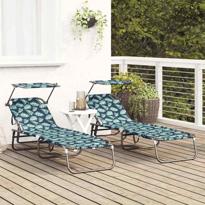 vidaXL Folding Sun Lounger 2 pcs Multicolour 190 x 57 x 81 cm Oxford