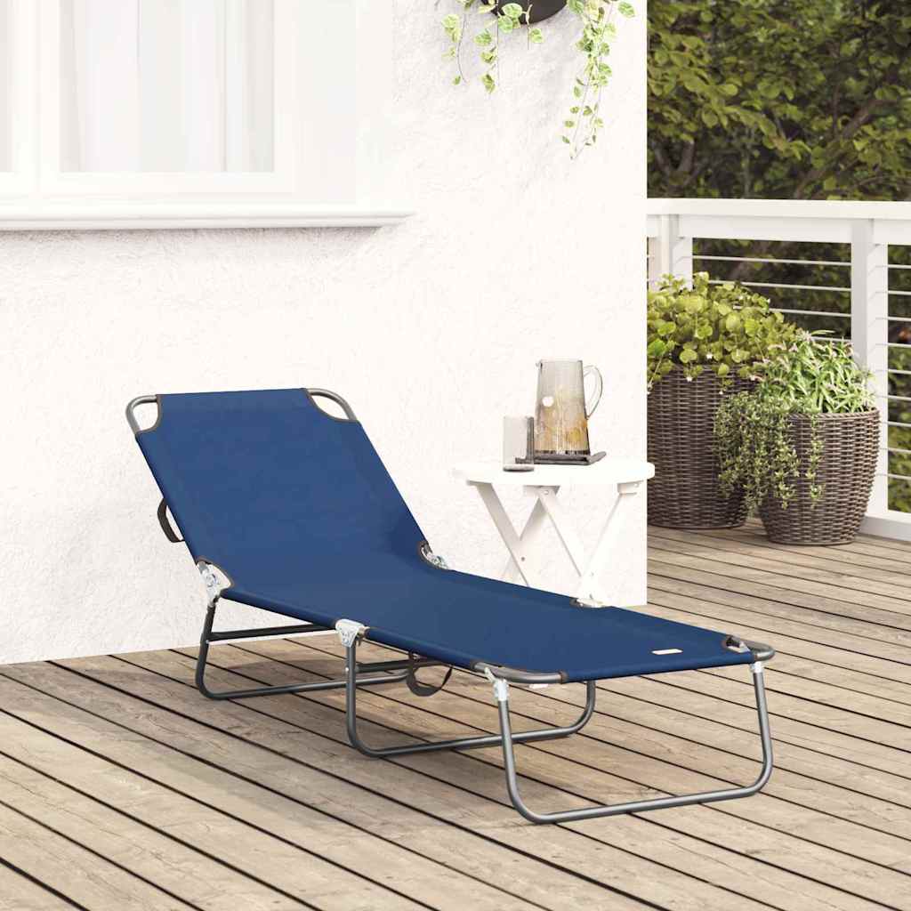 vidaXL Folding Sun Lounger Folding Blue 188 x 57 x 86.5 cm Polyester