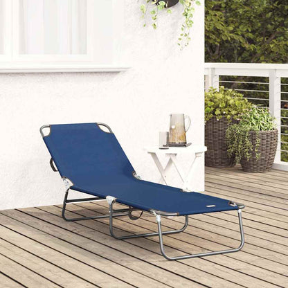 vidaXL Folding Sun Lounger Folding Blue 188 x 57 x 86.5 cm Polyester
