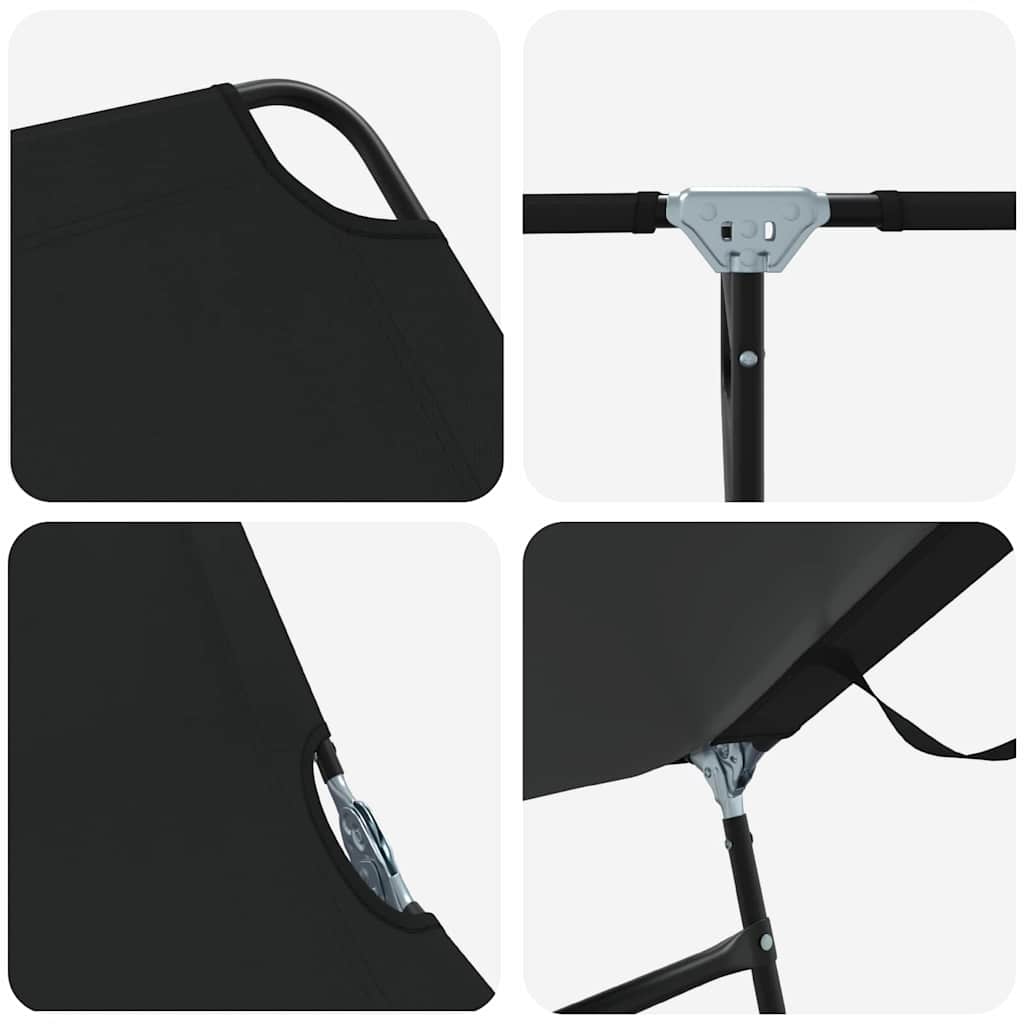 vidaXL Folding Sun Lounger Folding Black 188 x 57 x 86.5 cm Polyester