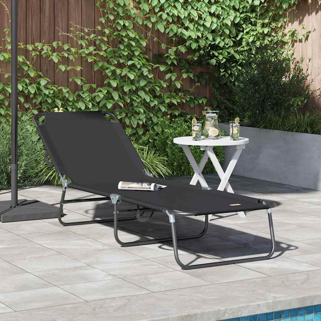 vidaXL Folding Sun Lounger Folding Black 188 x 57 x 86.5 cm Polyester