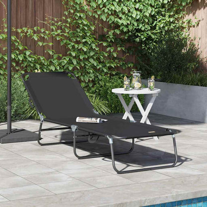 vidaXL Folding Sun Lounger Folding Black 188 x 57 x 86.5 cm Polyester