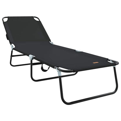 vidaXL Folding Sun Lounger Folding Black 188 x 57 x 86.5 cm Polyester