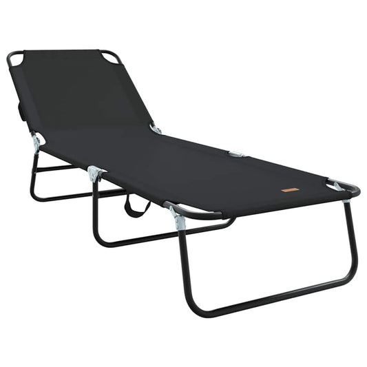 vidaXL Folding Sun Lounger Folding Black 188 x 57 x 86.5 cm Polyester