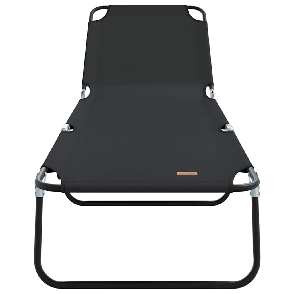 vidaXL Folding Sun Lounger Folding Black 188 x 57 x 86.5 cm Polyester