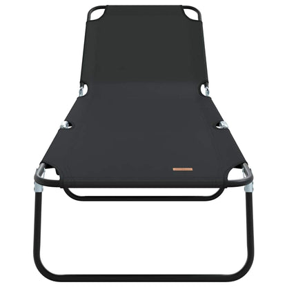 vidaXL Folding Sun Lounger Folding Black 188 x 57 x 86.5 cm Polyester