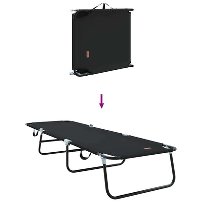 vidaXL Folding Sun Lounger Folding Black 188 x 57 x 86.5 cm Polyester