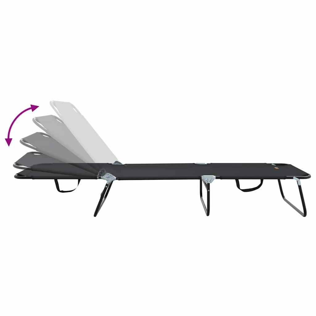 vidaXL Folding Sun Lounger Folding Black 188 x 57 x 86.5 cm Polyester