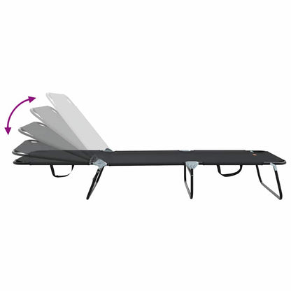 vidaXL Folding Sun Lounger Folding Black 188 x 57 x 86.5 cm Polyester