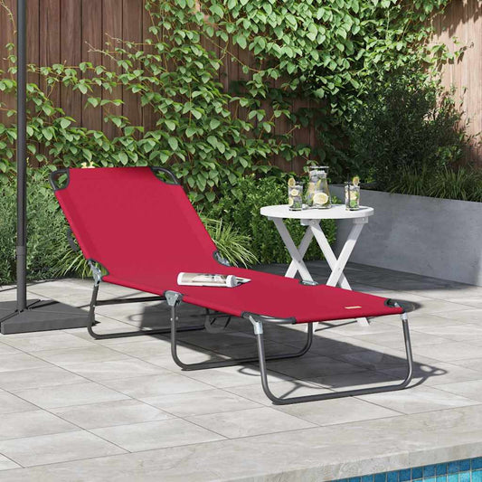 vidaXL Folding Sun Lounger Folding Red 188 x 57 x 86.5 cm Polyester