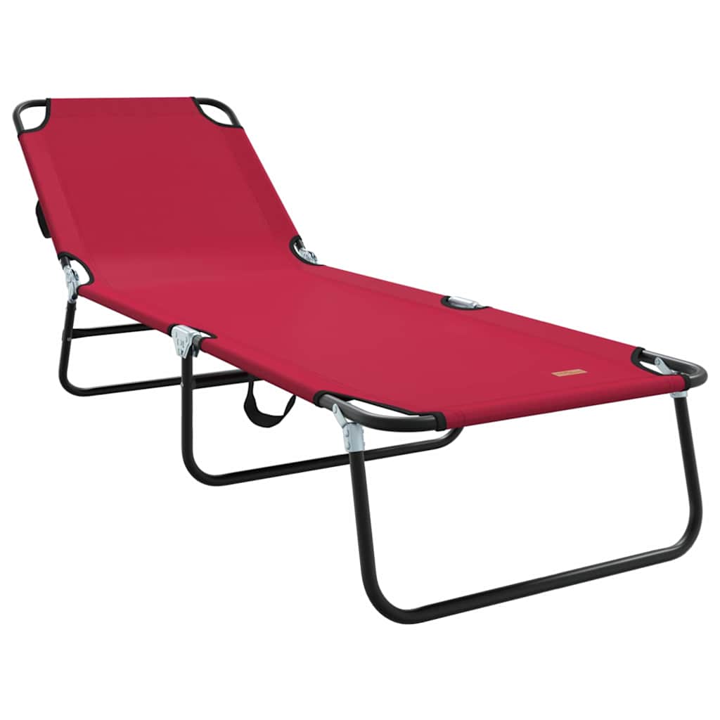 vidaXL Folding Sun Lounger Folding Red 188 x 57 x 86.5 cm Polyester