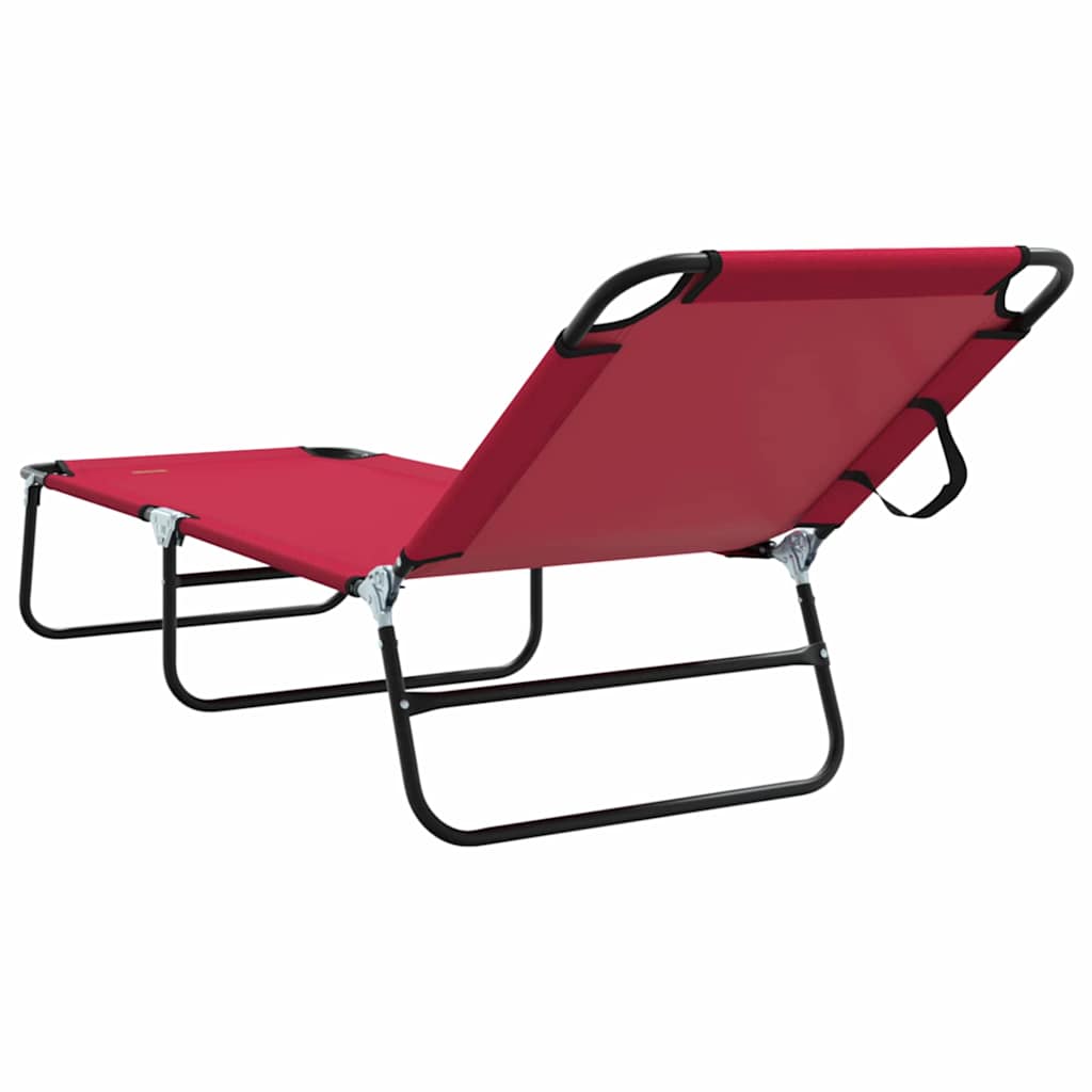 vidaXL Folding Sun Lounger Folding Red 188 x 57 x 86.5 cm Polyester