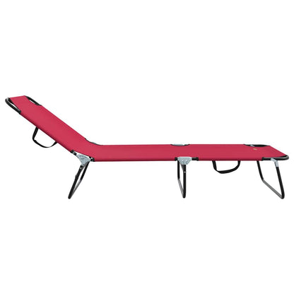 vidaXL Folding Sun Lounger Folding Red 188 x 57 x 86.5 cm Polyester