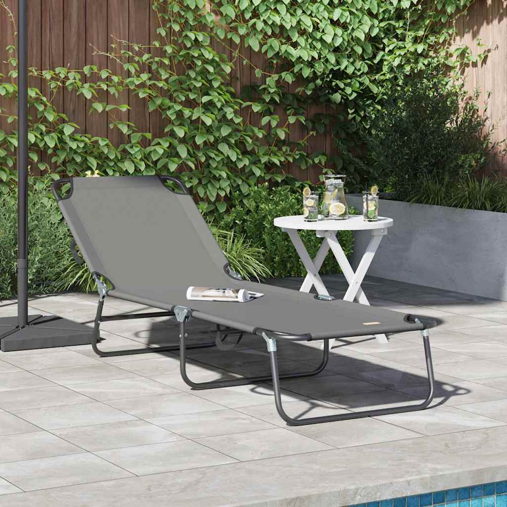 vidaXL Folding Sun Lounger Folding Grey 188 x 57 x 86.5 cm Polyester