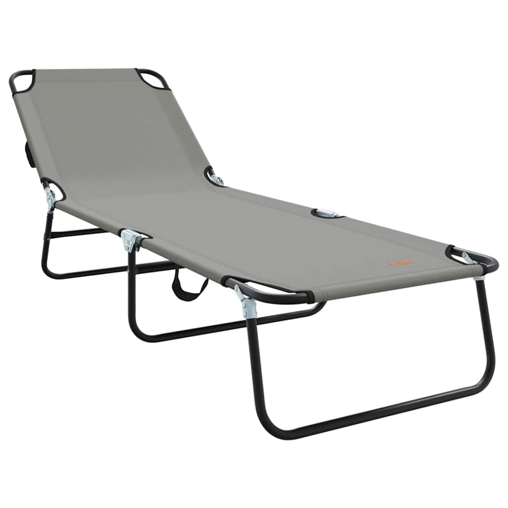 vidaXL Folding Sun Lounger Folding Grey 188 x 57 x 86.5 cm Polyester