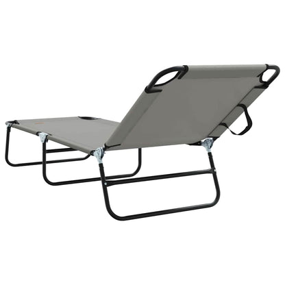 vidaXL Folding Sun Lounger Folding Grey 188 x 57 x 86.5 cm Polyester